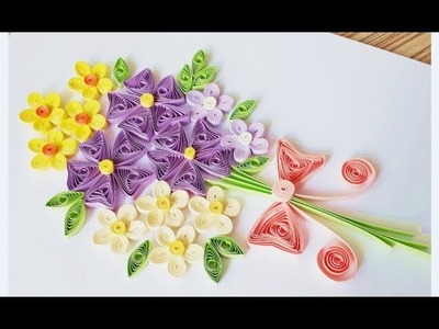 DIY Paper Quilling Flower For beginner Learning video 34. Paper Quilling Flower Card