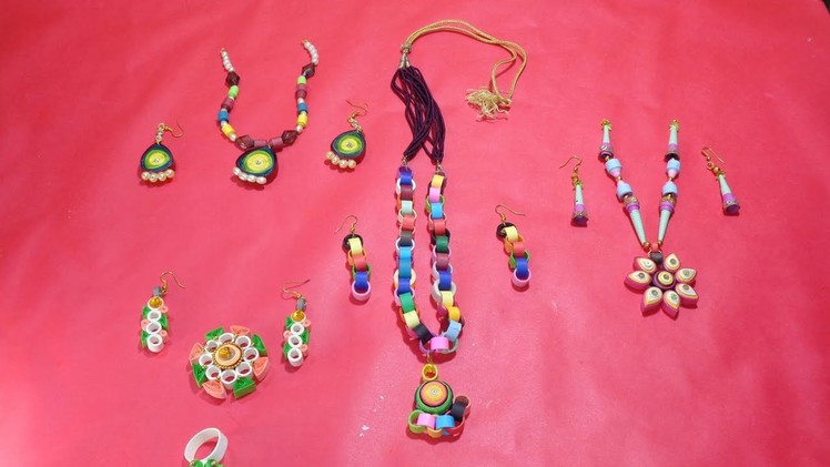 DIY- Paper quillings- Different types of necklace set | Shila's Art