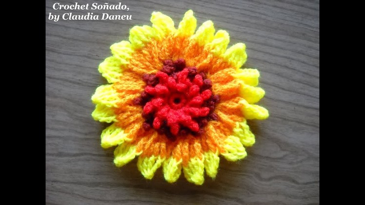 GAILLARDIA "BLANKET FLOWER" CROCHET. GALLARDÍA FLOR CROCHET