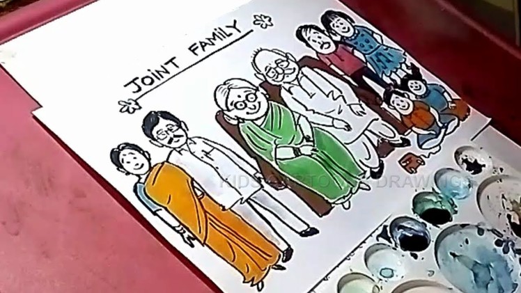 How to Draw Joint Family Poster Drawing for Kids