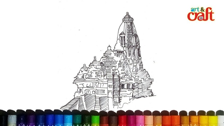 How To draw Khajuraho Temple - Kandariya Mahadeva Temple - Madhya Pradesh