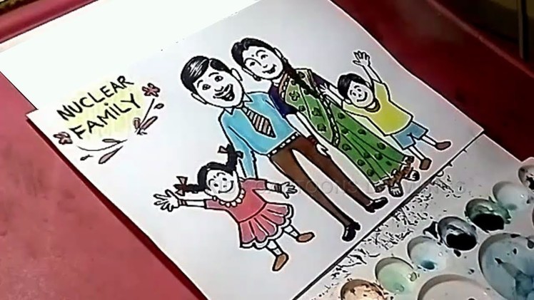 How to Draw Nuclear Family Poster Drawing for Kids
