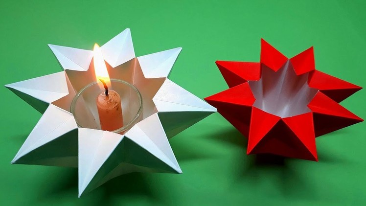 How to fold an Easy Origami Star lantern ✬ tealight star - Noel decoration