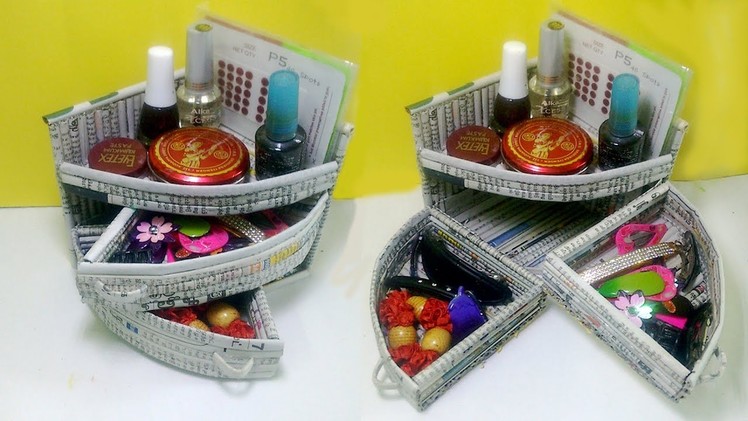 How to make a Mini Dressing table Organizer Using Newspaper | Newspaper 7 | All type videyos
