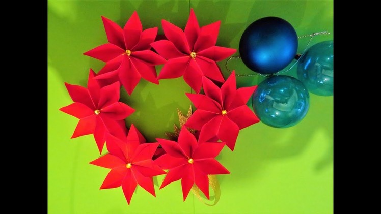 How to make a paper christmas wreath - Paper Christmas Decorations DIY