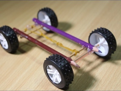 How to make a Rubber Band powered Car with pencil