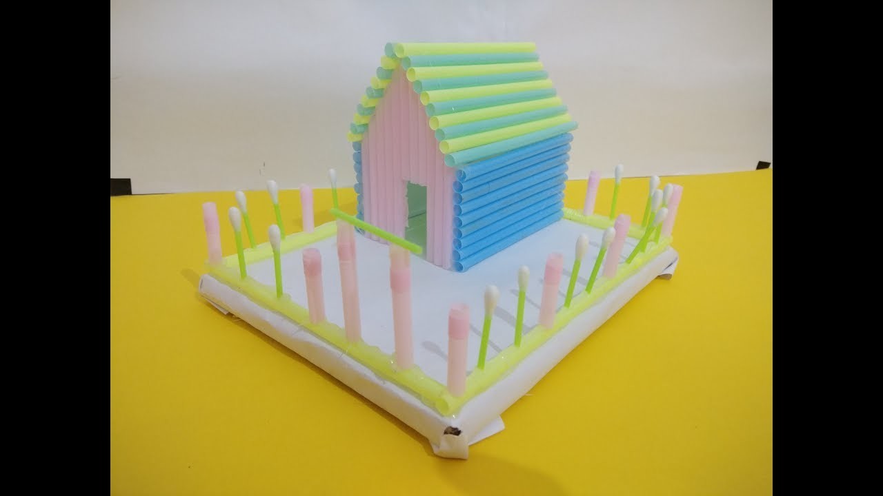How to Make Beautiful House by Drinking Straw pipe Straw House