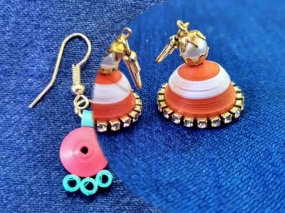 How to make Paper Earrings Jhumka | Paper Quilling Tutorial | Blooming Charms Promo 2017