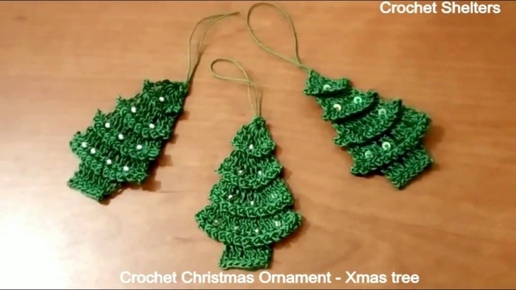 How to make quick & easy crochet Christmas Ornament - Xmas tree
