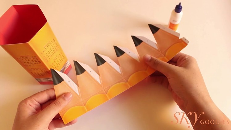 How to make the Sky Goodies Pencil Calendar and Box; Papercraft Tutorial