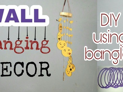 How to make wall hanging decor, DIY emoji decoration using bangles