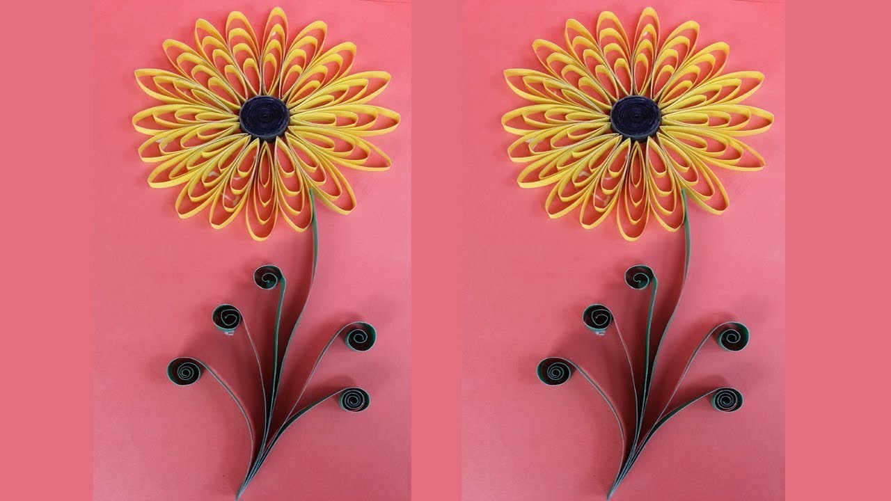 Quilling Sunflower Tutorial !!! How to Make Easy Quilling Sunflower For Wall Decoration!!!!