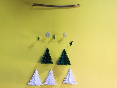 SUPER EASY PAPER CHRISTMAS DECORATION | 3D CHRISTMAS TREE MOBILE |