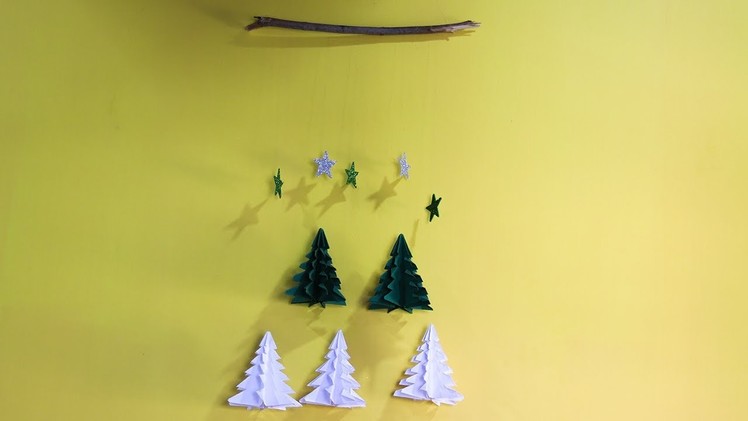 SUPER EASY PAPER CHRISTMAS DECORATION | 3D CHRISTMAS TREE MOBILE |