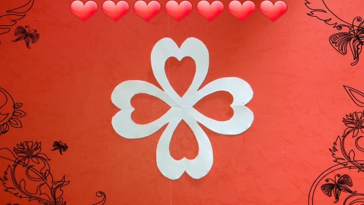 Tutorial How to Make Simple Paper Cutting Art. Kirigami : the Heart Design