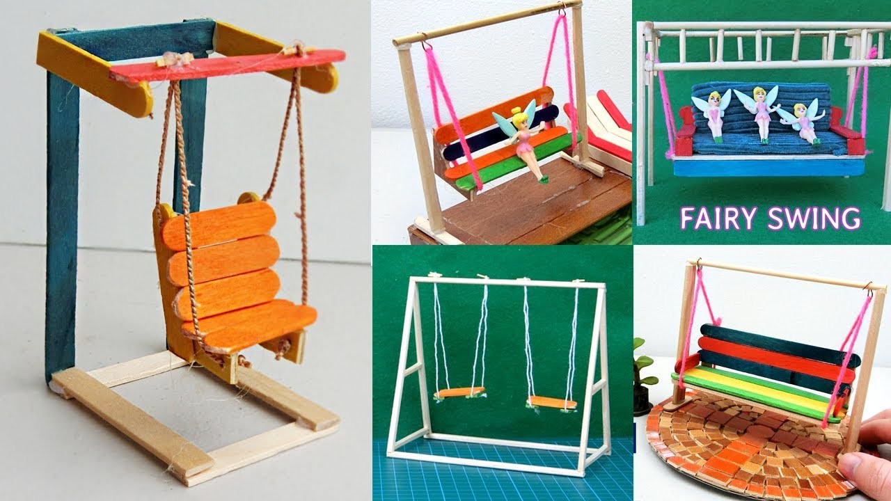 7 Easy Miniature Playground Swings - Popsicle Stick Crafts Ideas