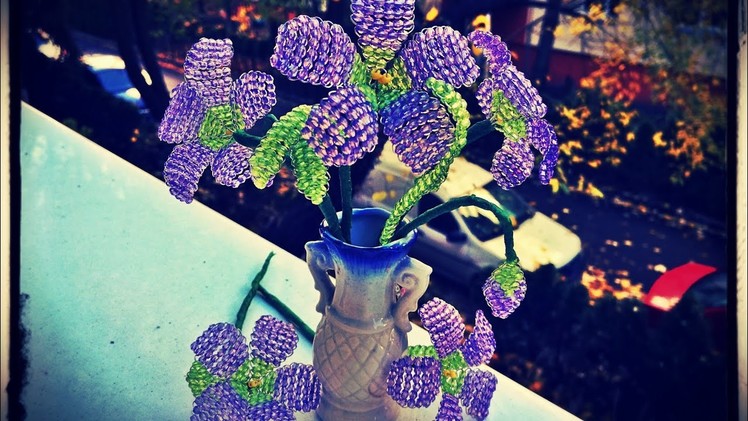 Beaded purple flower - DIY beaded flower