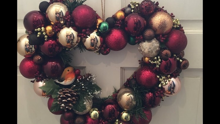 DIY CHRISTMAS HEART WREATH.