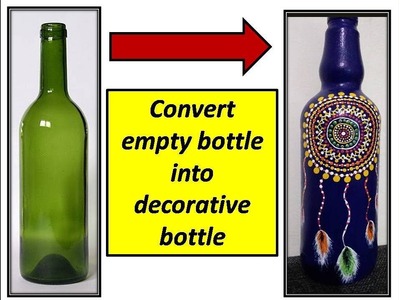 DIY |decorate empty bottle with mandala dot art | dreamcatcher mandala| painted bottle