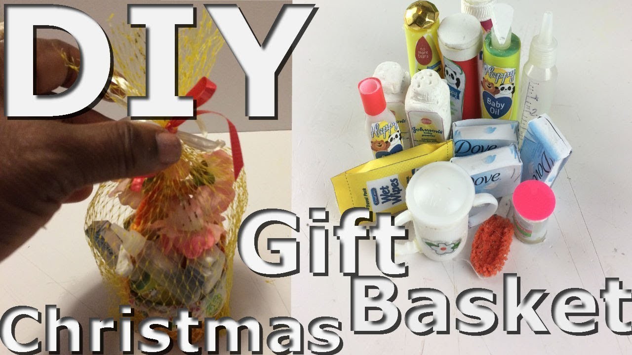 DIY .How to make a Miniature Christmas baby gift basket for Dolls