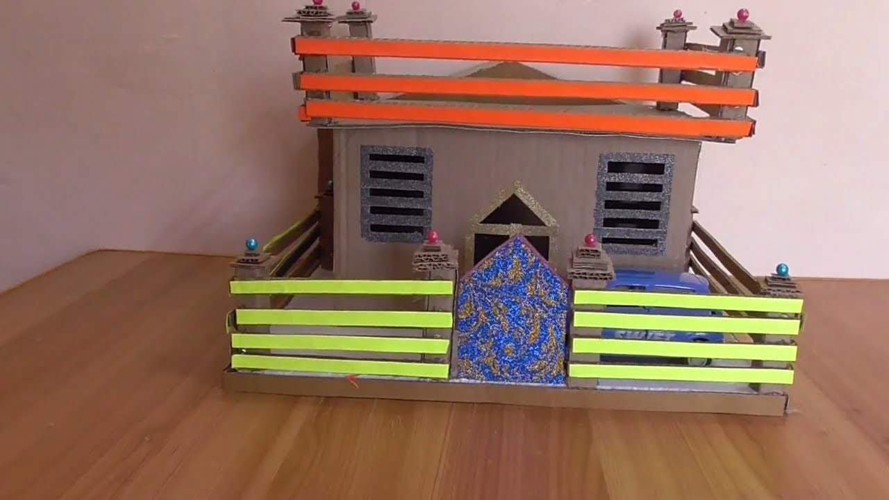 DIY - HOW TO MAKE CARDBOARD house \\HOW TO MAKE MINI GHAR \ DIY CARDBOARD HOUSE \ SCHOOL PROJECT
