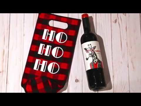 DIY HTV Christmas wine gift bag with Cricut Easy Press