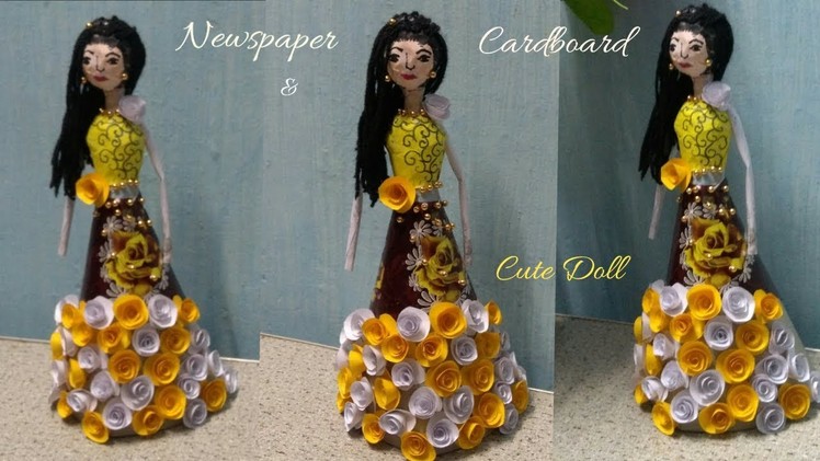 DIY II Cute Doll making with Cardboad & Newspaper