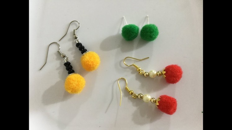 DIY Pom Pom Earrings. How to make pom pom earrings
