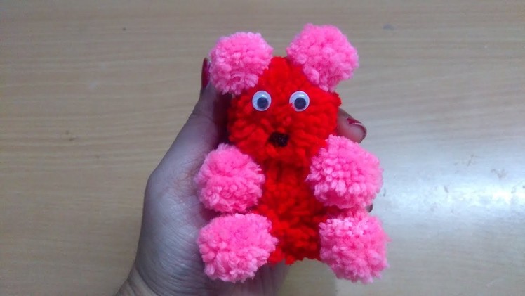 DIY pom pom Teddy Bear|Art and Crafts for kids|Valentine's day gift|Yarn teddy bear