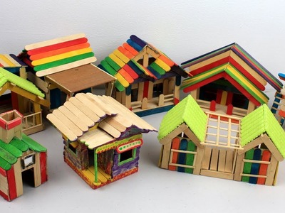 DIY Popsicle Stick Houses Collection #1 - Easy and Quick