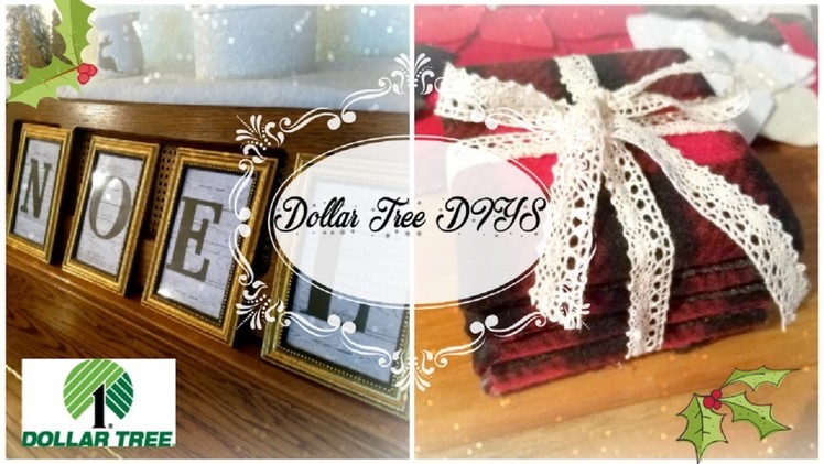 Dollar Tree Christmas DIY - Framed Words & Buffalo Plaid Coasters