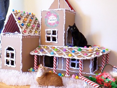 EPIC DIY Gingerbread House for Cats!