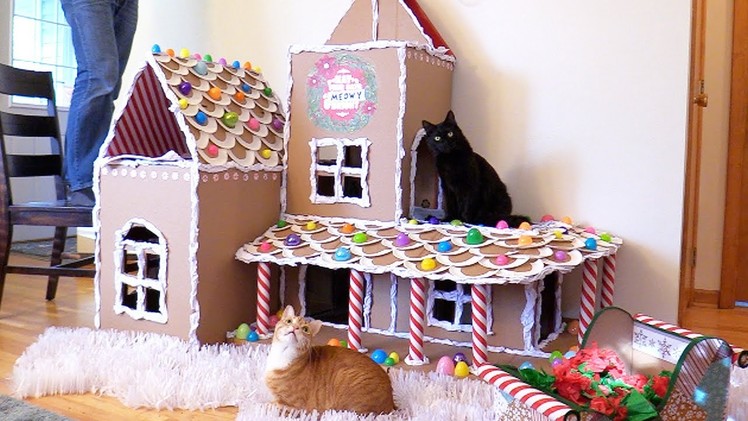 EPIC DIY Gingerbread House for Cats!
