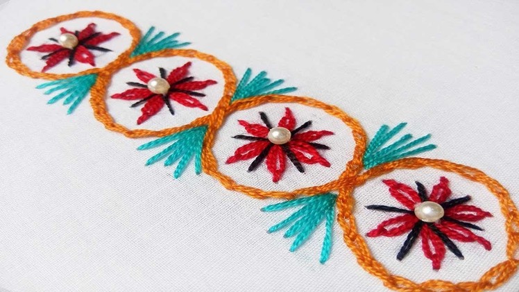 Hand embroidery designs. .border line stitches tutorial for beginners.by nakshi katha