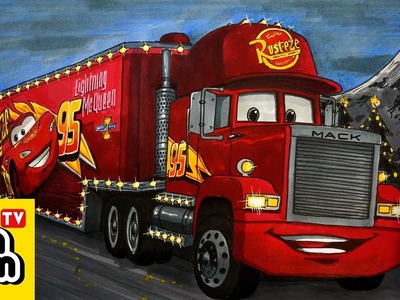 How to draw Cars 3 Mack Hauler Christmas Truck | Easy step-by-step | Art Color
