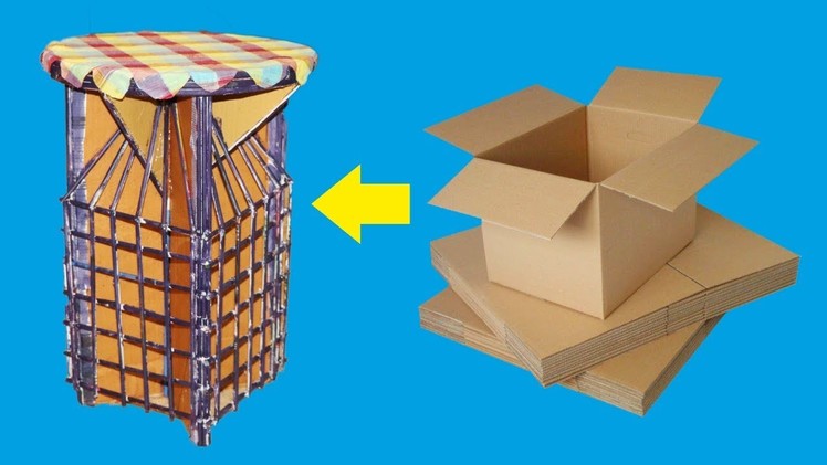 How to make a beautiful Stool from cardborad very easily, Diy cardbord stool from cardboard.