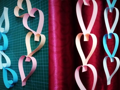 Paper Heart Hangings | How To Make Beautiful heart Shaped Decoration | DIY Wall Hanging