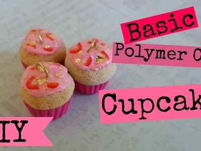Basic Strawberry Cupcake Clay Tutorial  - how to make a polymer clay cupcake
