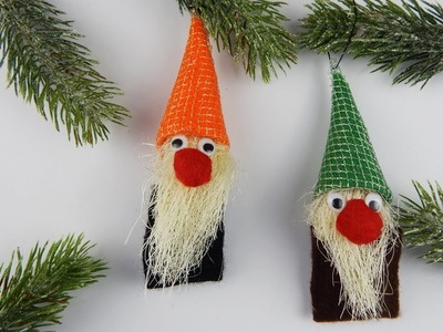 Christmas tree ornament gnomes DIY Xmas decoration gnome crafting with felt and sisal