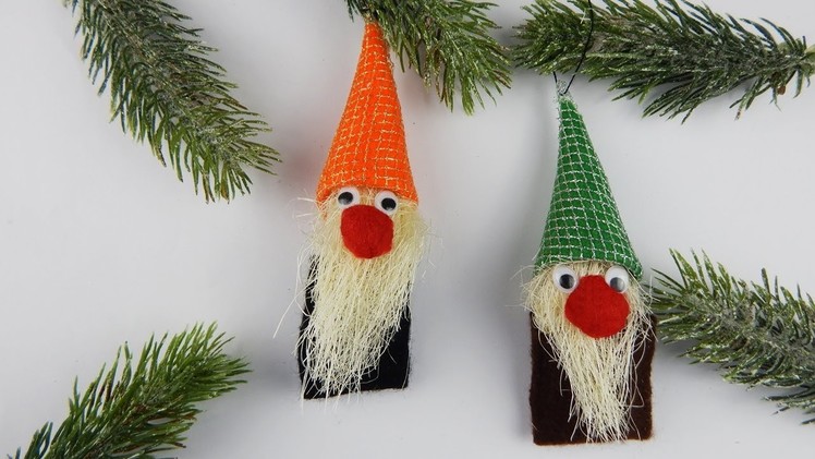 Christmas tree ornament gnomes DIY Xmas decoration gnome crafting with felt and sisal