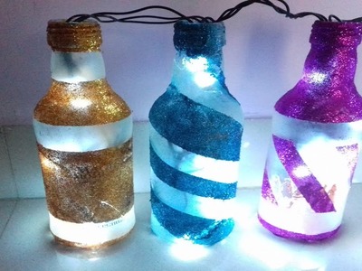 DIY-Art Attack|Glittering Rainbow bottle lamp.