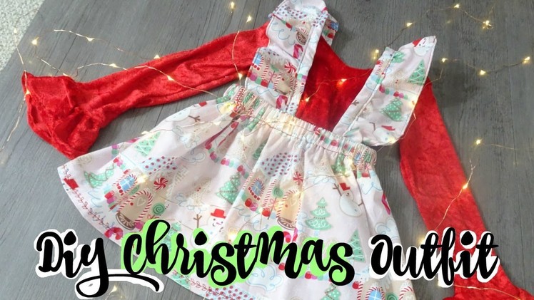 DIY Christmas Outfit ( Ruffled Sleeve Long Sleeve Shirt & Ruffled Overall Skirt)