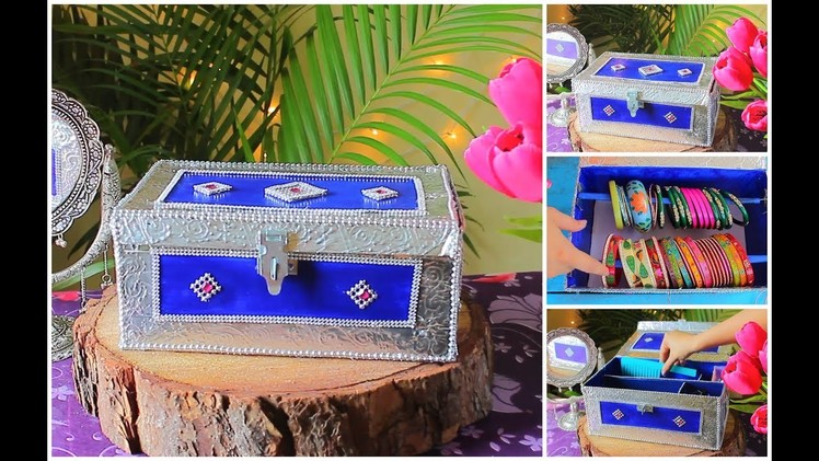 DIY  Cosmetic. Jewellery Storage box from Shoe box. DIY Dressing Table Decor
