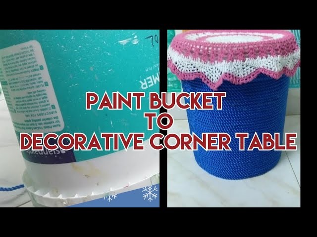 DIY : Decorative corner Table from an old paint bucket|| Reuse your old paint bucket||Purple fly