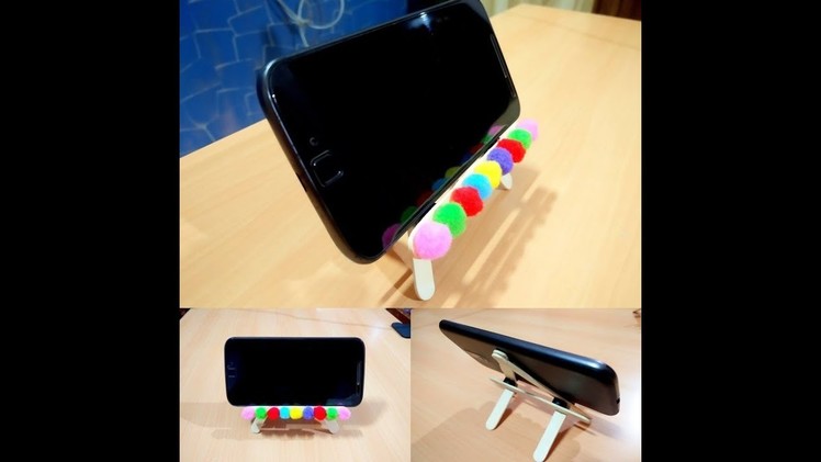 DIY : How to make a mobile stand from ice-cream sticks