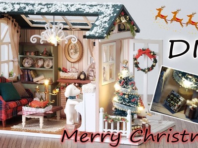 DIY Miniature Dollhouse Kit || Merry Christmas ( with full furniture and light )