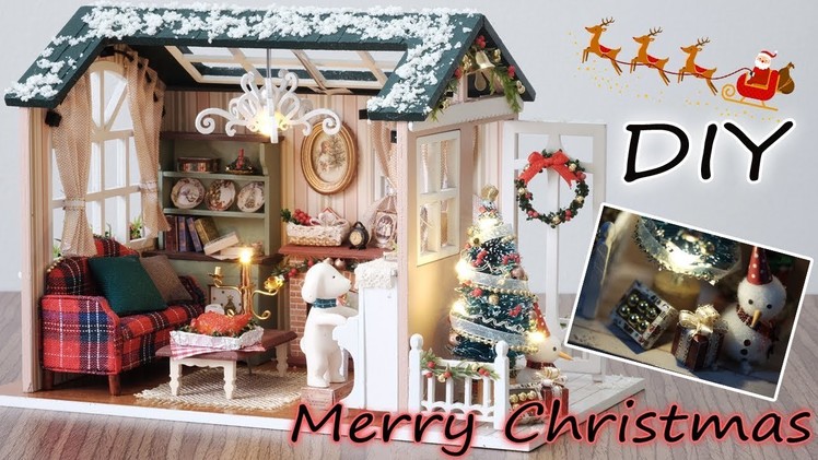 DIY Miniature Dollhouse Kit || Merry Christmas ( with full furniture and light )