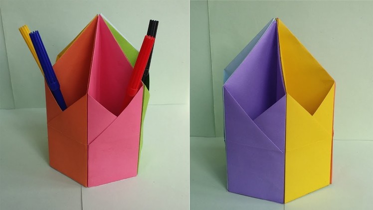 DIY: Pen & Pencil Holder !!! How to Make Origami Hexagonal Pen. Pencil Holder !!!