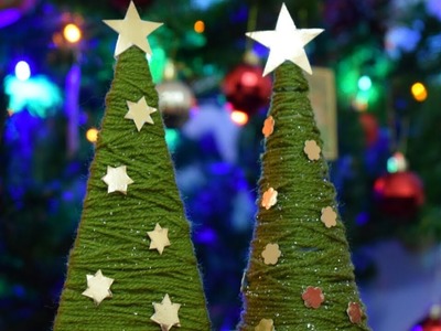DIY YARN. STRING CHRISTMAS TREES | How To Make Mini Christmas Trees