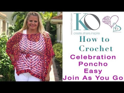 How to Crochet Celebration Poncho Join Triangles To Make Rectangles Figure Flattering Light & Lacy